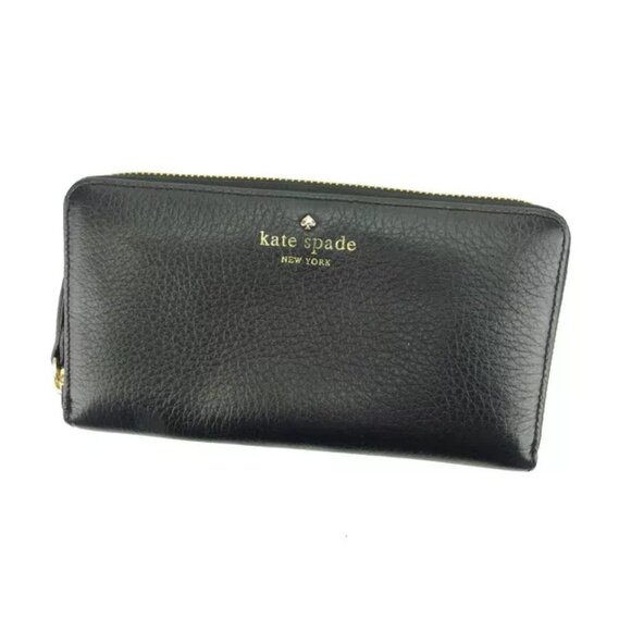 Kate Spade Wallet Purse Long Wallet Black Gold Woman Authentic Used Y3944
